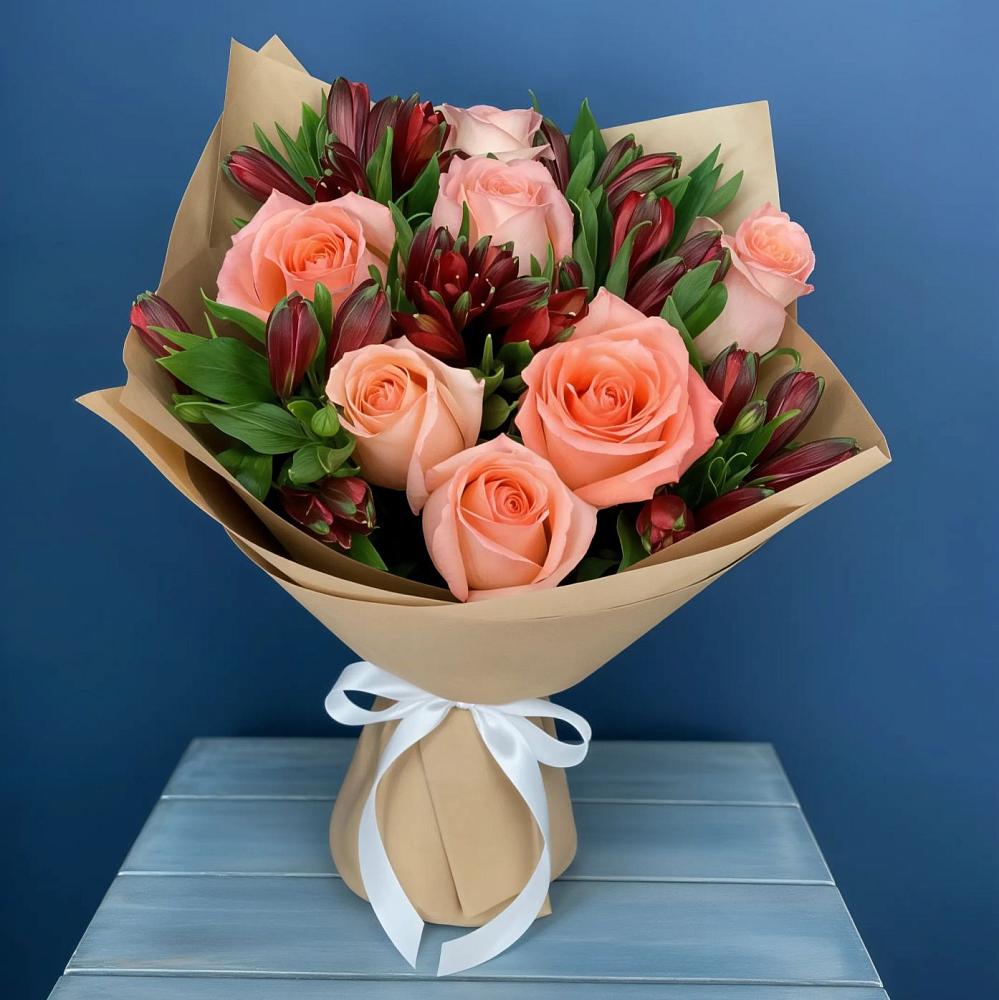 Букет цветов из: Розы и Альстромерии в Анапской