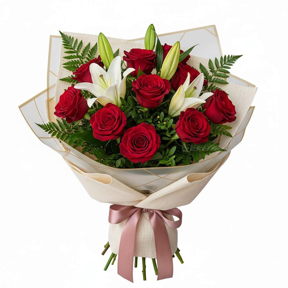 Букет цветов из: Лилии и Розы в Анапской