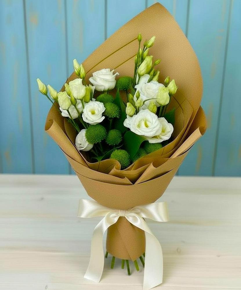 Букет цветов из: Хризантемы и Лизиантусы в Анапской