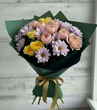 Букет цветов из:  Хризантемы и Розы в Анапской