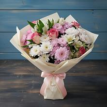 Букет цветов из:  Хризантемы, Альстромерии и Розы в Анапской