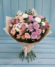 Букет цветов из:  Хризантемы, Розы и Альстромерии в Анапской