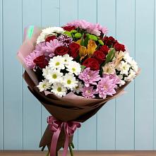 Букет цветов из:  Розы, Хризантемы и Альстромерии #REPLACE_PRED# Анапской