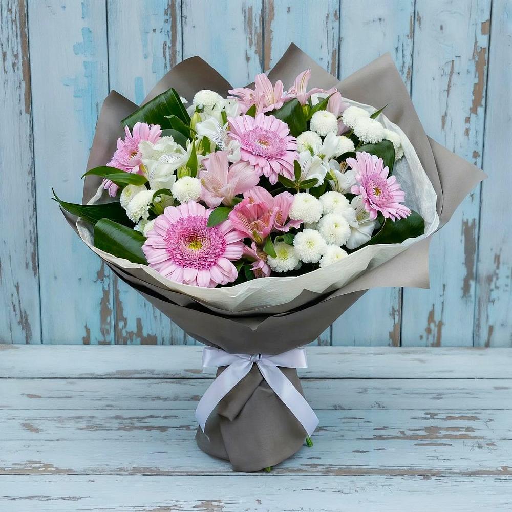 Букет цветов из: Герберы, Альстромерии и Хризантемы в Анапской