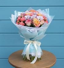 Букет Счастливые мгновение в Анапской Букет цветов из:  Хризантемы и Розы в Анапской